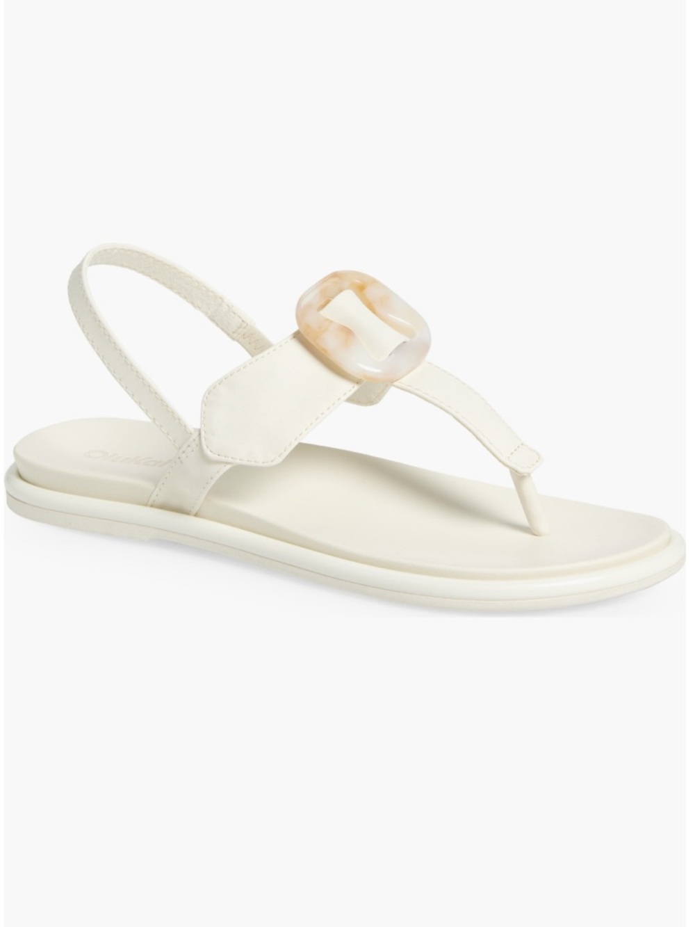 OluKai La’I T Bar Cream Slingback Thong Sandals with faux Tortoiseshell